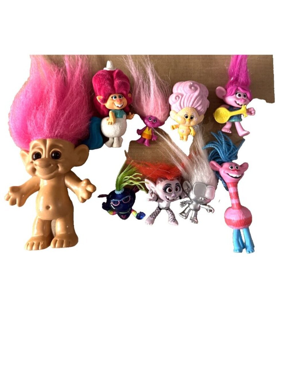 9 pc Lot Dreamworks Hasbro Trolls Collectible Figures Vintage And Newer
